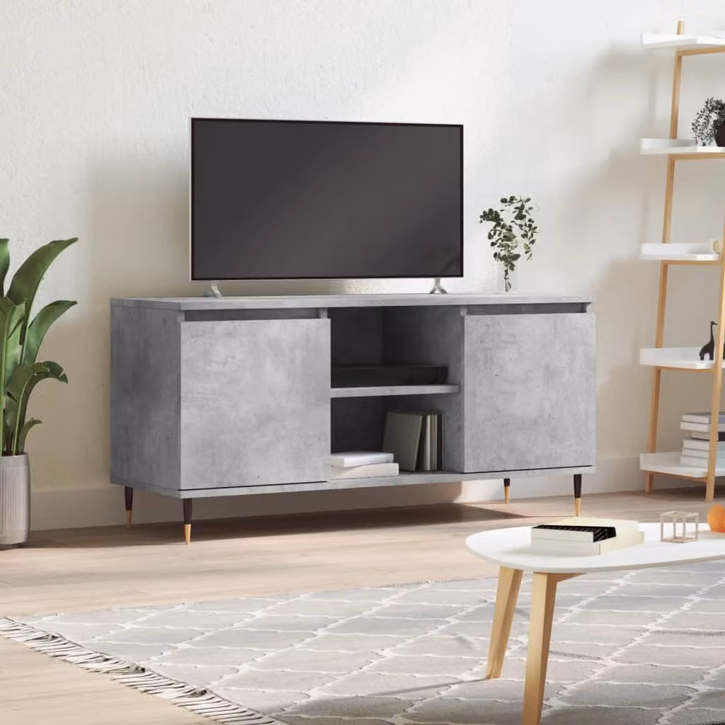 vidaXL Mobile Porta TV Moderno Grigio Cemento in Legno e Metallo L: 104 cm, P: 35 cm, H: 50 cm