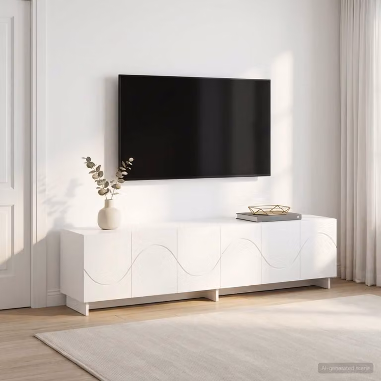 Supporto TV moderno vidaXL in legno ingegnerizzato bianco, L 180 x P 34,5 x H 40 cm