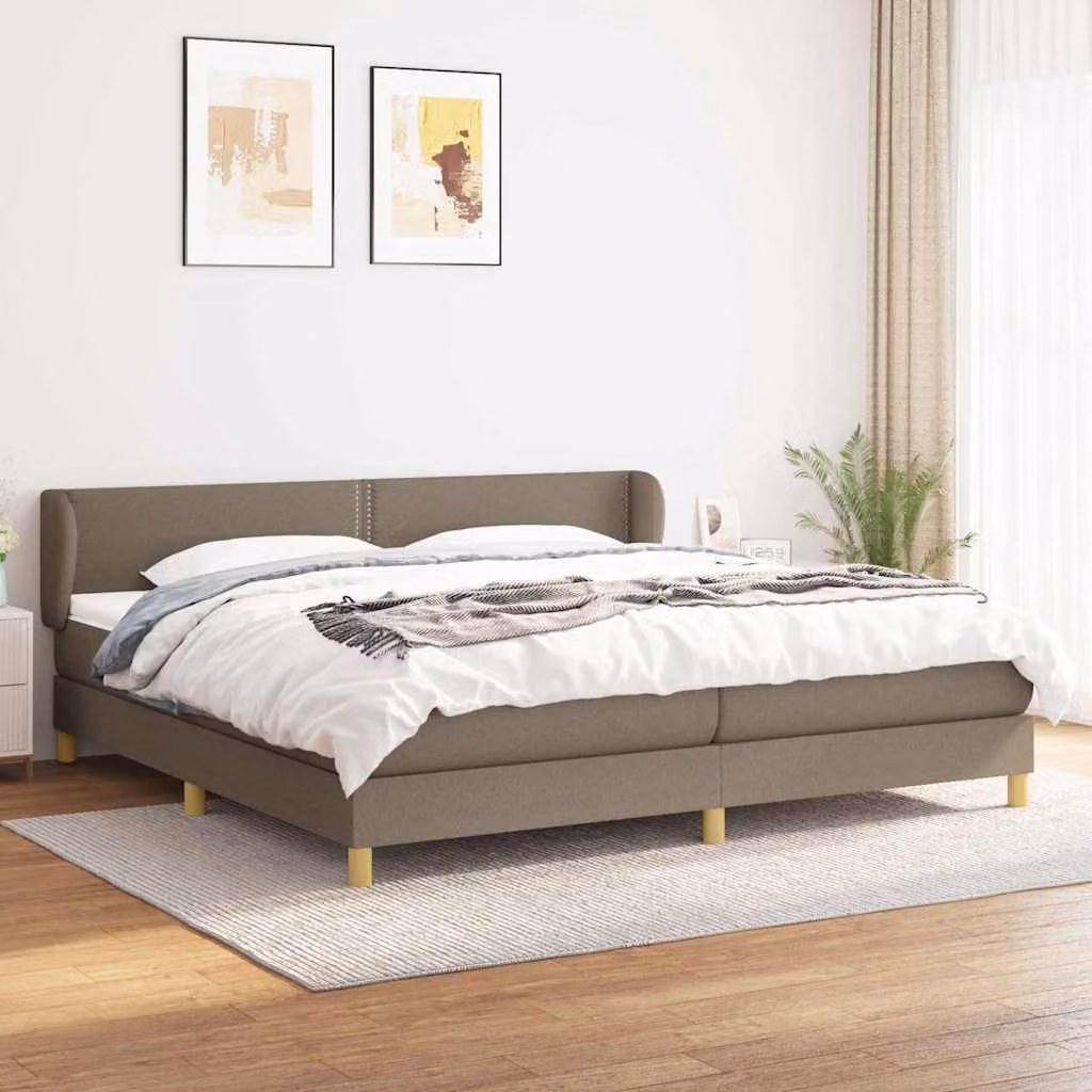 vidaXL Letto Ibrido con Giroletto a Molle e Materasso in Tessuto, Colore Tortora/Grigio/Beige, L/P/H: 200 x 200 x 88 cm