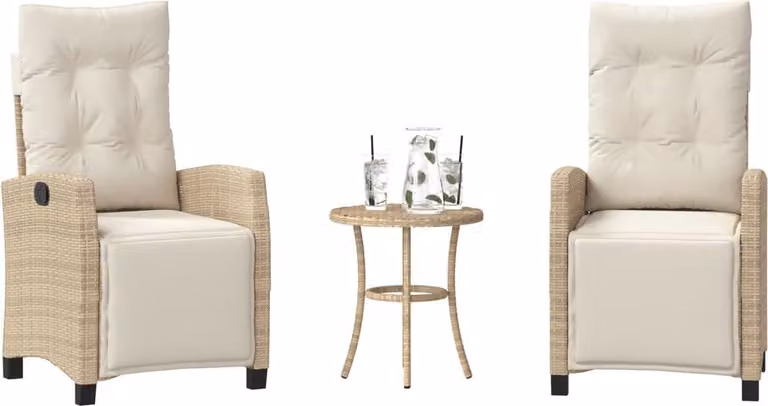 Maison Exclusive - Set da bistrot 3 pezzi con cuscini in polyrattan beige