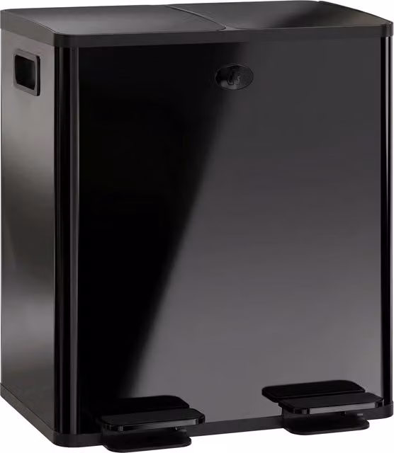 Pattumiera da cucina XYLO con 2 scomparti da 20L in acciaio inox nero e coperchio soft close L/P/H: 45,8 x 36 x 51,6 cm – 1