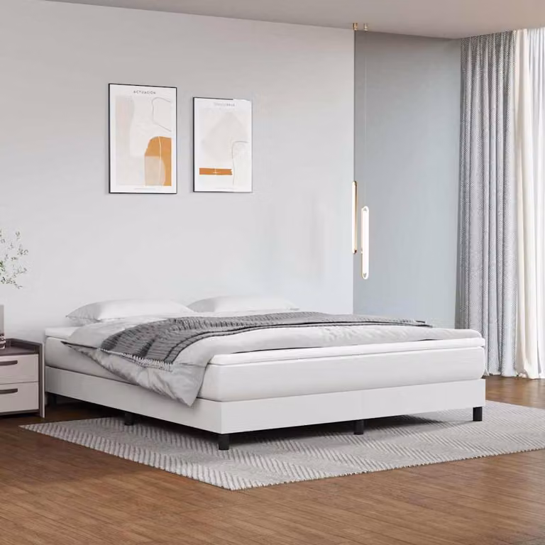Struttura Letto Imbottita vidaXL in Similpelle Bianco L: 180 cm, P: 200 cm, H: 203 cm