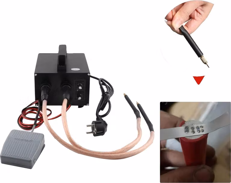Saldatrice a punti, potenza 6700W, corrente 1600A, tensione di ingresso 220V, tempo di saldatura regolabile da 20ms a 1s, peso 5,9 kg