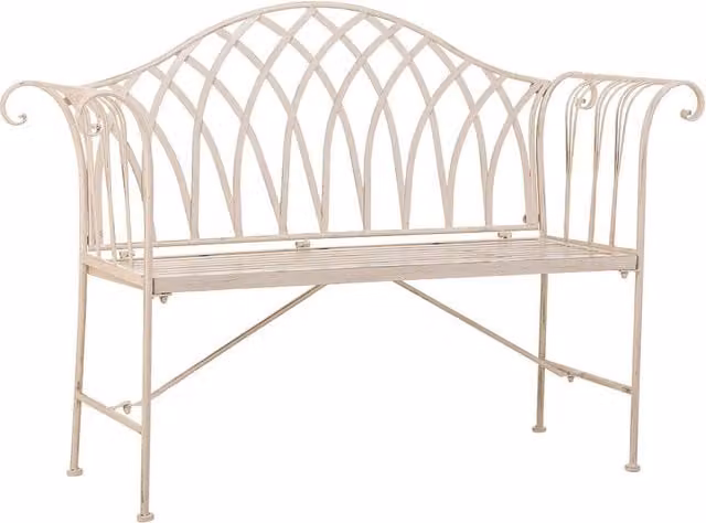 Sgabello WANDERLUST DECO in acciaio verniciato bianco con braccioli L: 110 cm, P: 50 cm, H: 88 cm