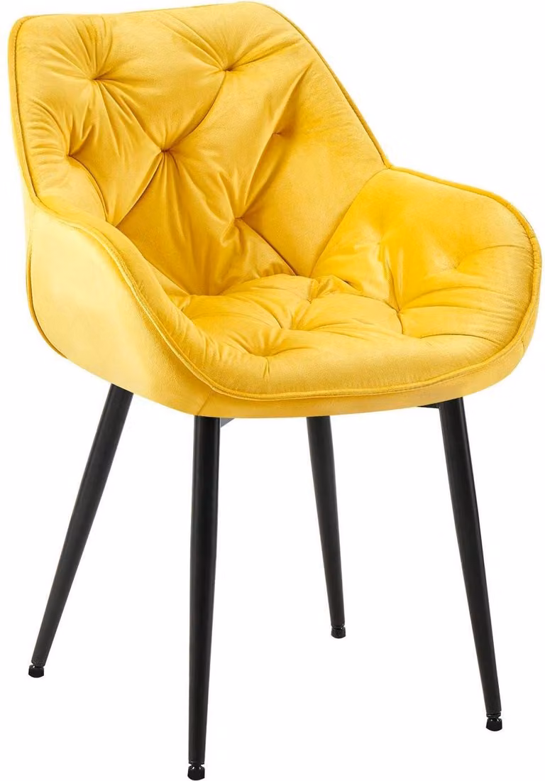 Sedia da pranzo in velluto - Stile poltrona - Elevato comfort e facile manutenzione | Colore: Giallo