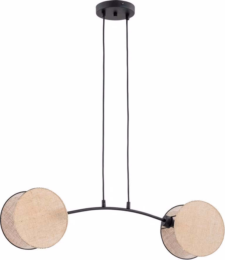 Lampada a sospensione con paralumi a forma di 2 cerchi color crema, regolabile, MOTIF 2xE27 15W Emibig