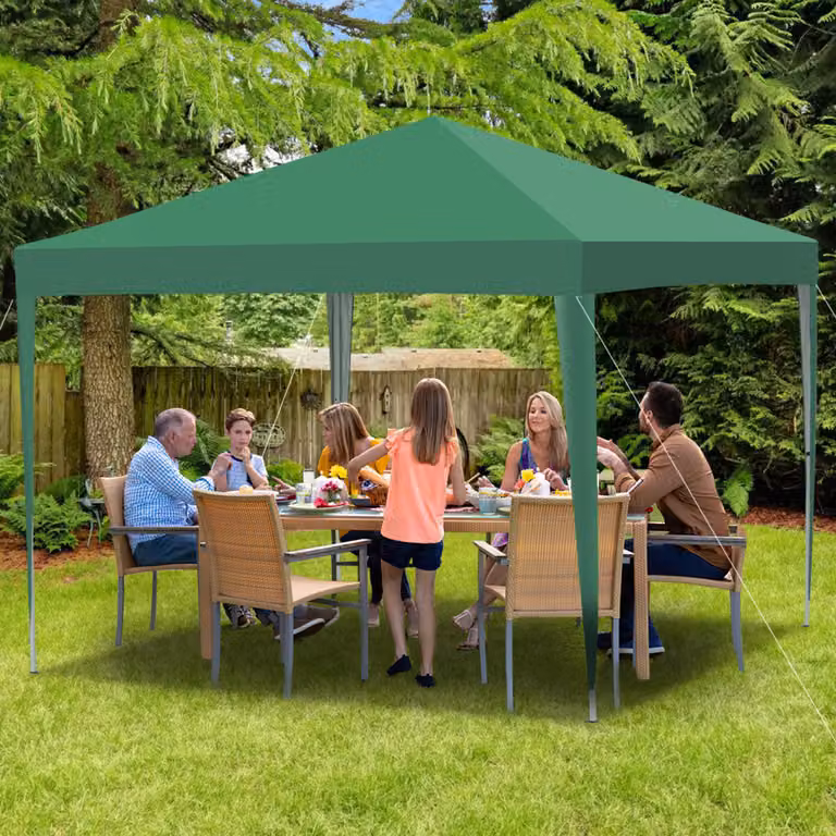 Jayseuw gazebo pieghevole 3x3m verde tenda per feste protezione UV regolabile in altezza con borsa per il trasporto, per campeggio giardino all'aperto senza pareti laterali
