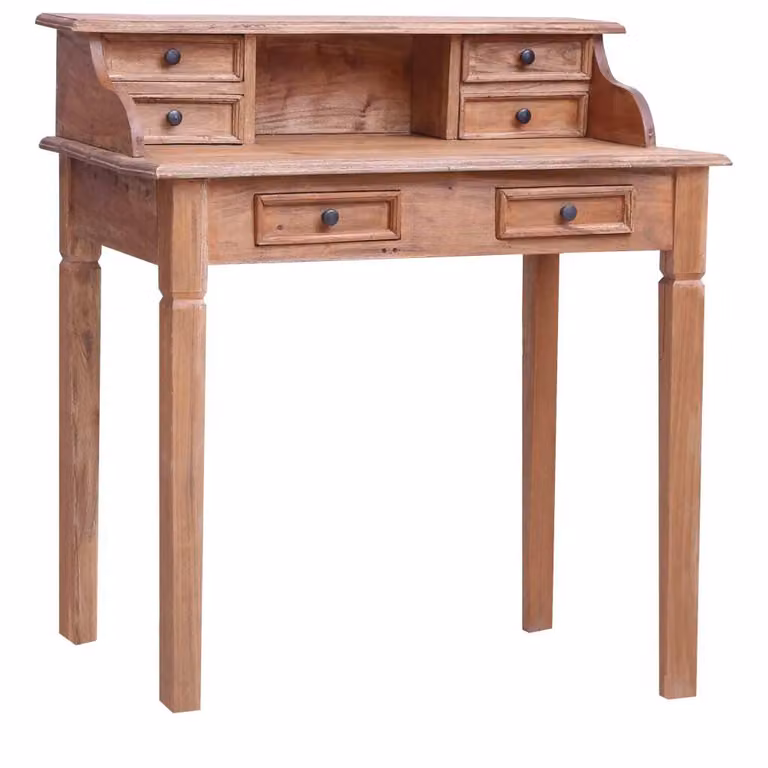 The Living Store Scrivania con cassetti 90x50x101 cm in legno massiccio antico