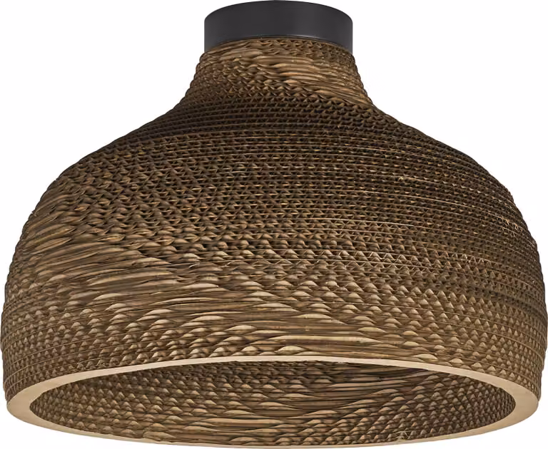 OSRAM Decor Cardboard Hat plafoniera marrone in cartone ondulato, leggera, E27, diametro 360 mm, paralume in materiale riciclato, sostenibile grazie alla sorgente luminosa sostituibile, facile installazione
