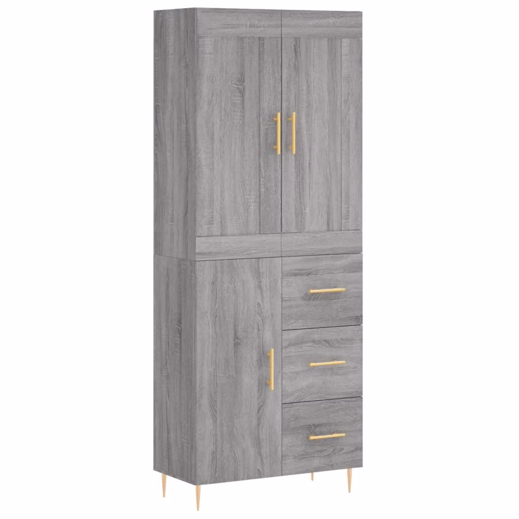 Credenza Grigio Sonoma 69,5x34x180 cm in Legno Multistrato