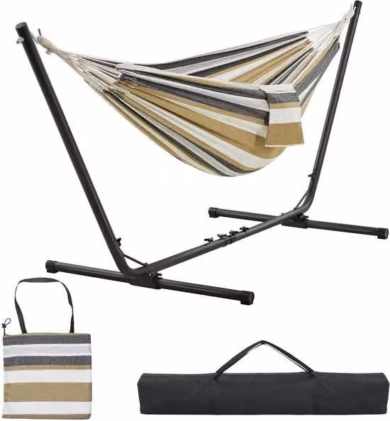 Hangmat con telaio per 2 persone - lunghezza regolabile, ideale per esterno, spiaggia, campeggio e viaggi