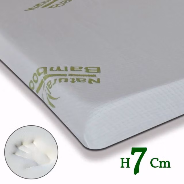 Topper Memory Italymaterassi Bianco, Topper Morbido e Avvolgente per Materasso Sfoderabile con Tessuto Anallergico, H: 7 cm, L: 95 cm, P: 195 cm