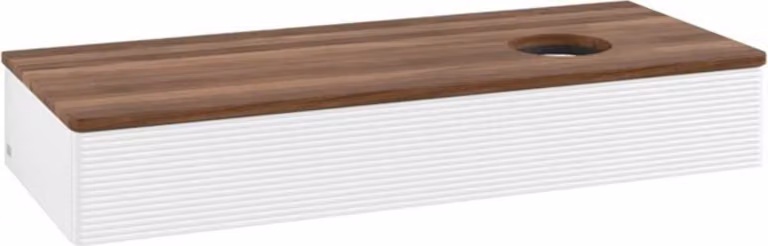 V&B Mobiletto con struttura frontale, con illuminazione Antao 120x19x50cm, colore WBP w. wal, wh. m Lac