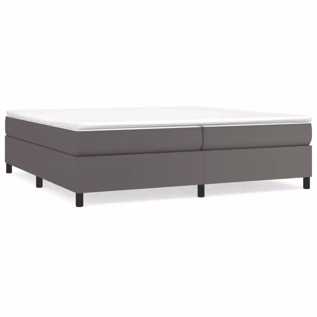 Letto a Molle Ibrido vidaXL con Materasso Grigio e Bianco in Similpelle L/P/H: 200 x 200 x 35 cm – 2