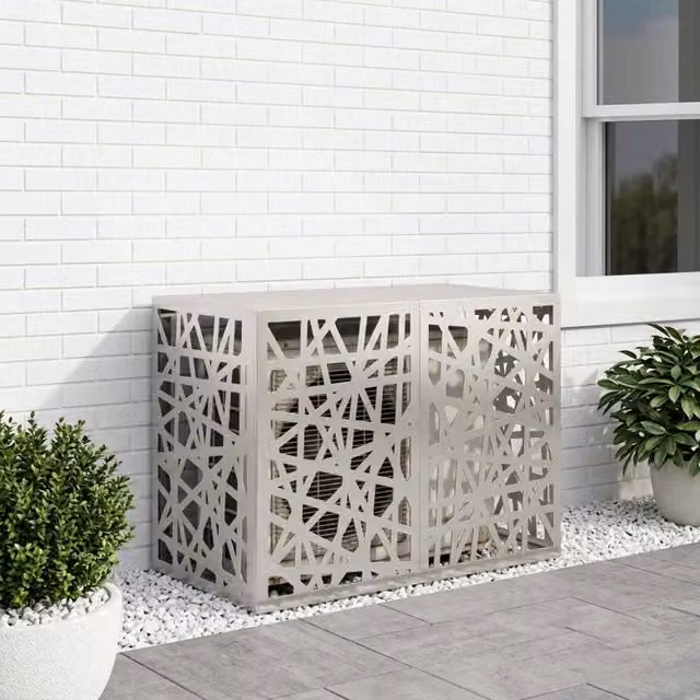 Copertura per condizionatore d'aria vidaXL in acciaio inossidabile, Argento, L 100 x P 50 x H 70 cm – 1