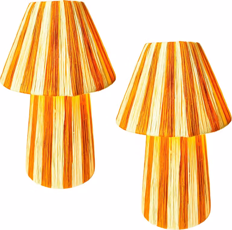 Set di 2 lampade da tavolo Marrakesh lampada da comodino alta 40 cm in rafia bast | lampada boho lampada da terra come decorazione per il soggiorno, la camera da letto o la stanza dei bambini | lampada da tavolo Morjan beige arancione attacco E27