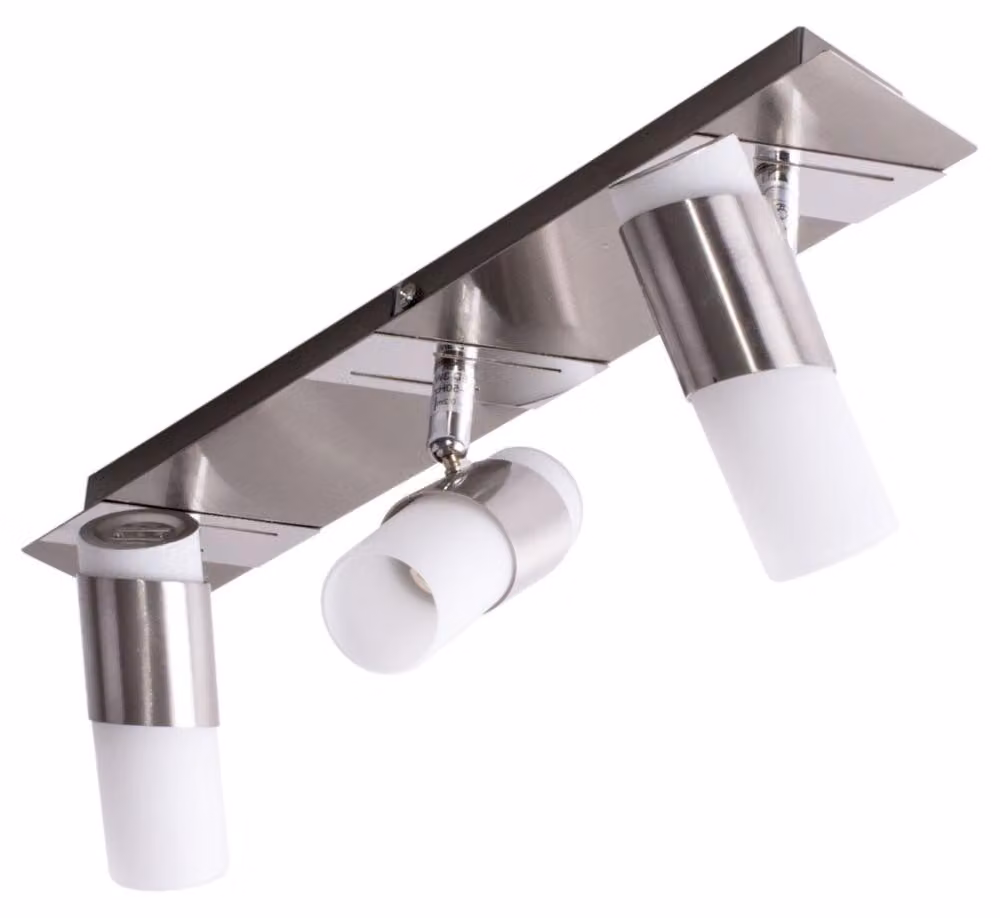 Lampada da soffitto a LED, cromata, con faretti orientabili, lunghezza 38 cm
