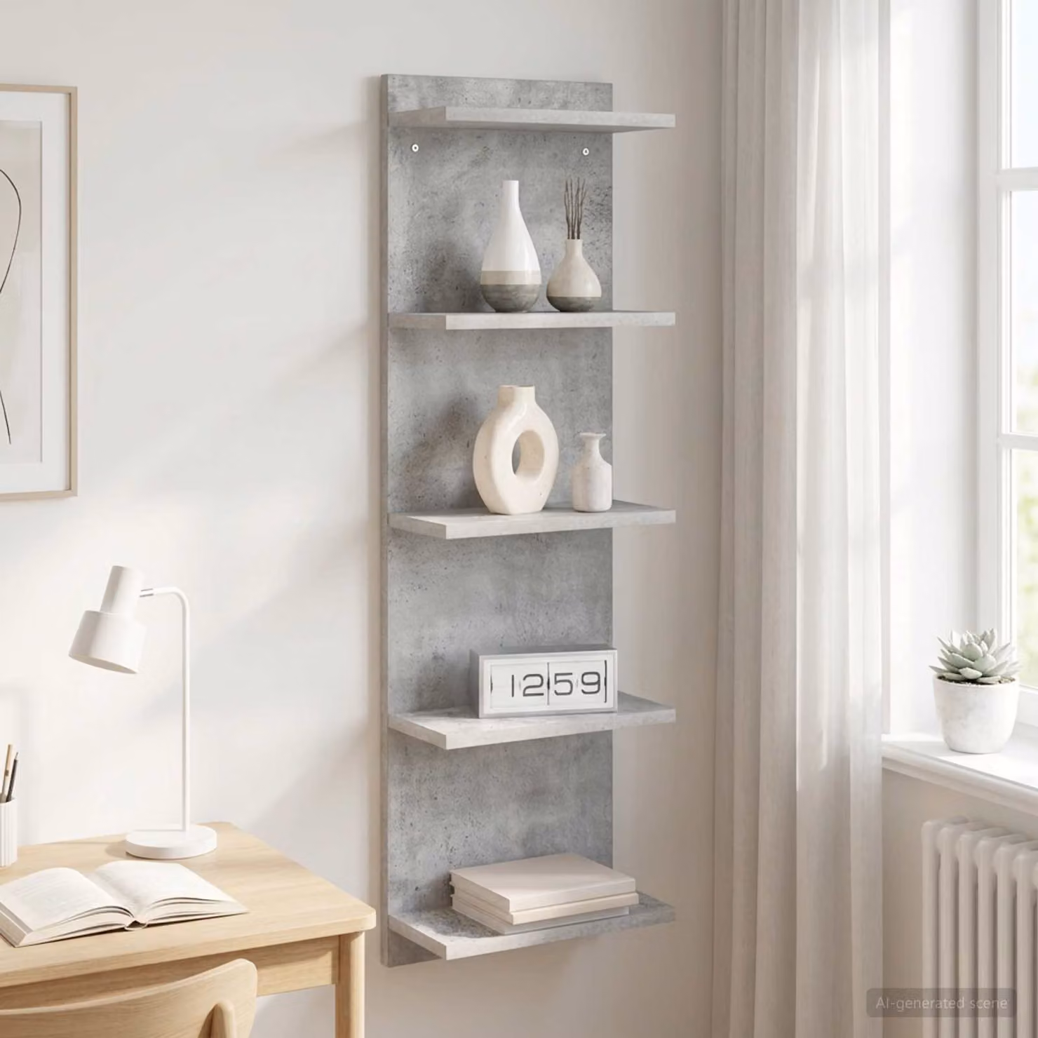 Scaffale da parete moderno vidaXL Grigio, L: 30 cm, P: 15 cm, H: 100 cm