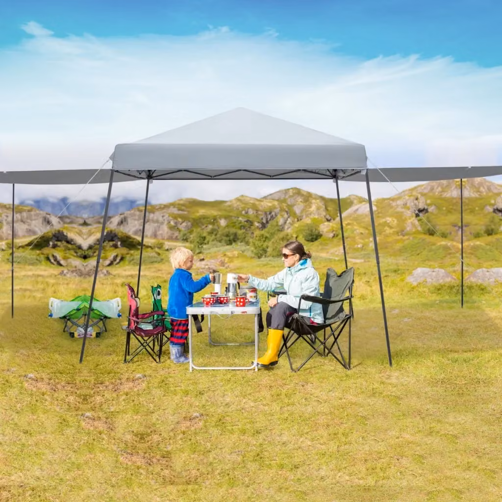 Gazebo pieghevole da giardino Design Mania impermeabile con pareti e borsa a ruote, Grigio, L/P/H: 300 x 300 x 255 cm – 2
