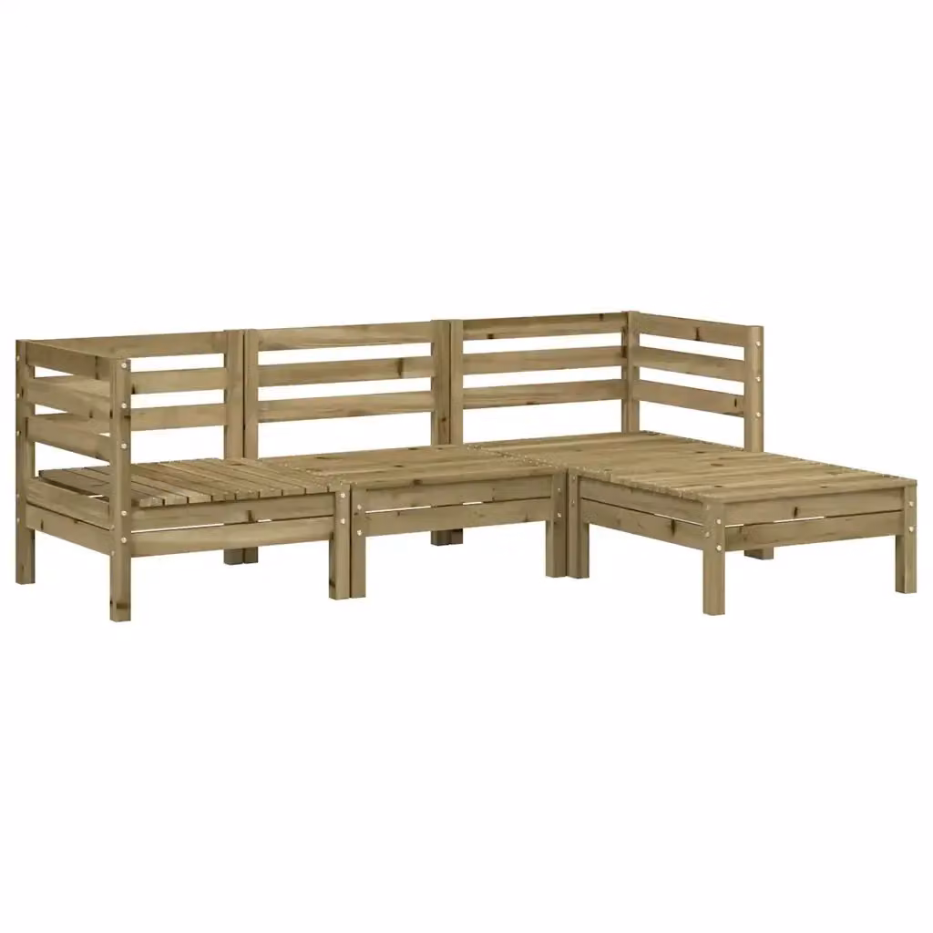vidaXL Divano da Giardino a L con Poggiapiedi in Legno Massello di Pino Marrone con Cuscini inclusi L/P/H: 190,5 x 127,0 x 62,5 cm – 2