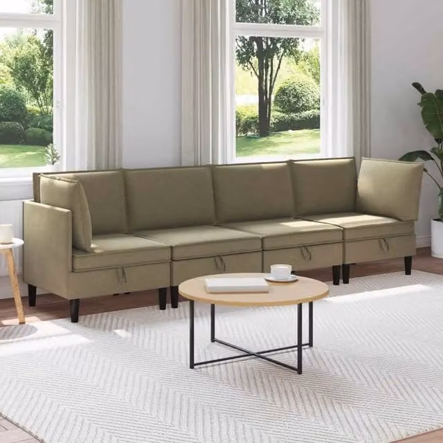 Set di mobili per il soggiorno 4 pz Cachi Tessuto 3413794