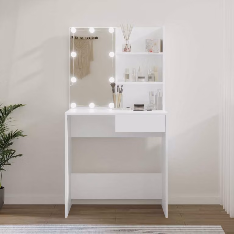 vidaXL Toeletta con LED Bianca L: 74,5 cm, P: 40 cm, H: 141 cm