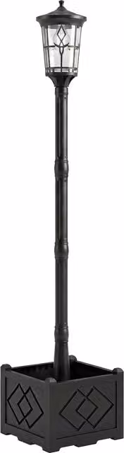 Outsunny Lampione Solare da Giardino con Vaso, Nero, L/P/H: 41.5 x 41.5 x 202.5 cm – 1