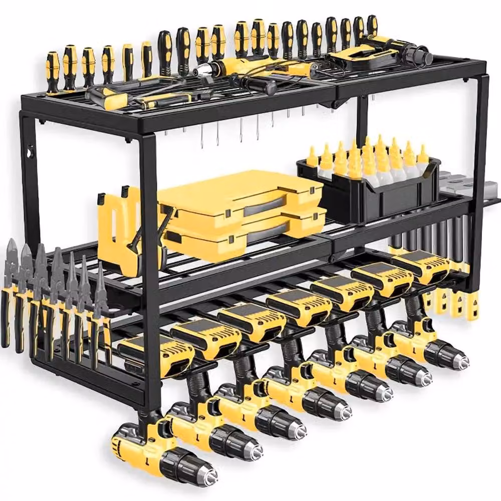 Organizzatore di utensili, acciaio resistente, design da montaggio a parete, colore nero