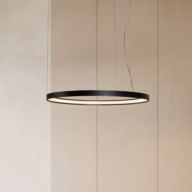 Lampada LED a sospensione Rio 78 orizzontale 3.000K nera SOLLUX LIGHTING, Nero, Cucina, Alluminio, Moderno