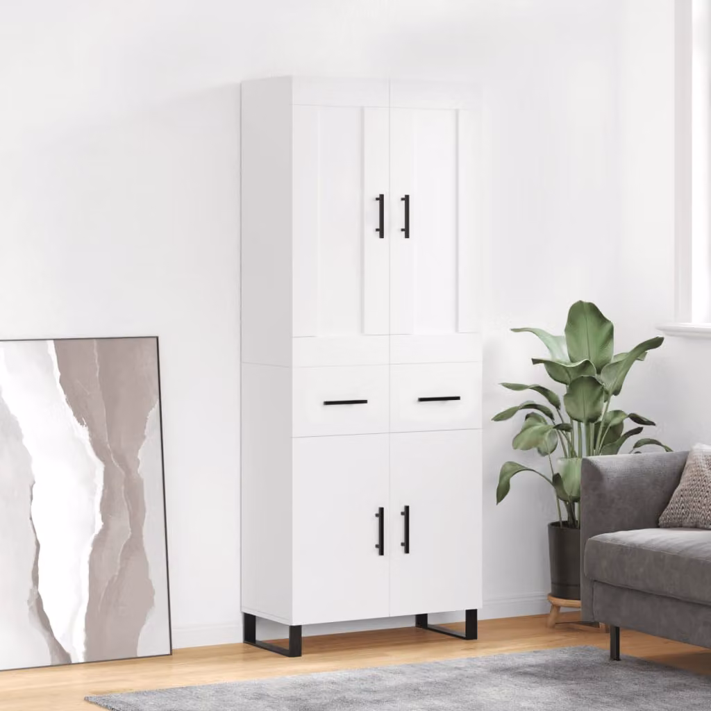 Credenza moderna vidaXL bianca in legno e metallo con ante a battente L/P/H: 69,5 x 34,0 x 180,0 cm