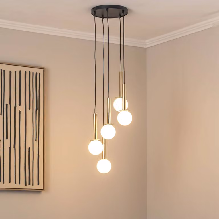 Lampada a sospensione in vetro Daisy SIGMA, dimmerabile, Bianco / Opale, Soggiorno / Sala da pranzo, Metallo, Moderno, Lampada a sospensione