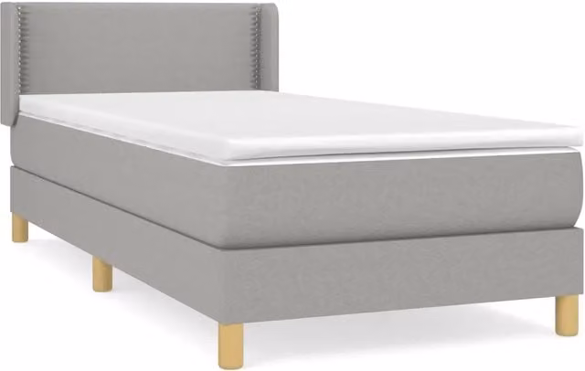 Letto singolo | Letto per adulti | Giroletto a Molle con Materasso Grigio Chiaro 90x190 cm Tessuto