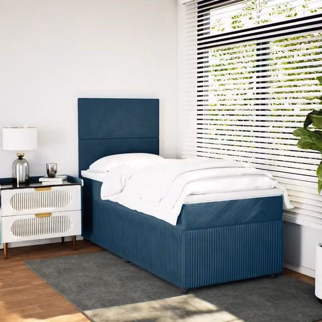 Letto Ibrido vidaXL con Materasso Blu e Struttura in Velluto, L/P/H: 80 x 200 cm