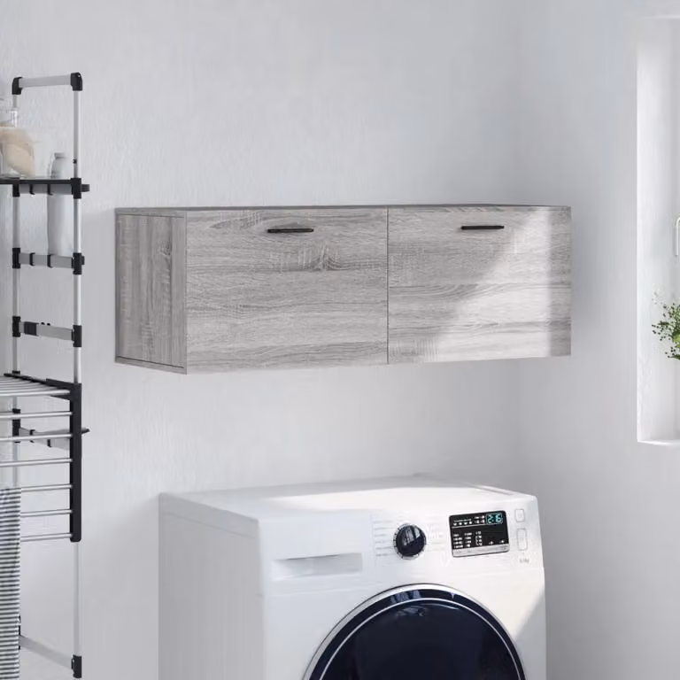 Mobiletto a muro moderno vidaXL in legno MDF grigio opaco L/P/H: 100 x 36,5 x 35 cm