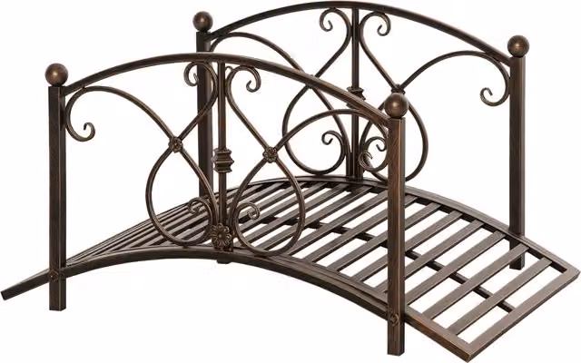 Ponticello da Giardino Vintage in Metallo con Elementi Floreali Outsunny, Bronzo, L 99 x P 68 x H 53 cm – 1