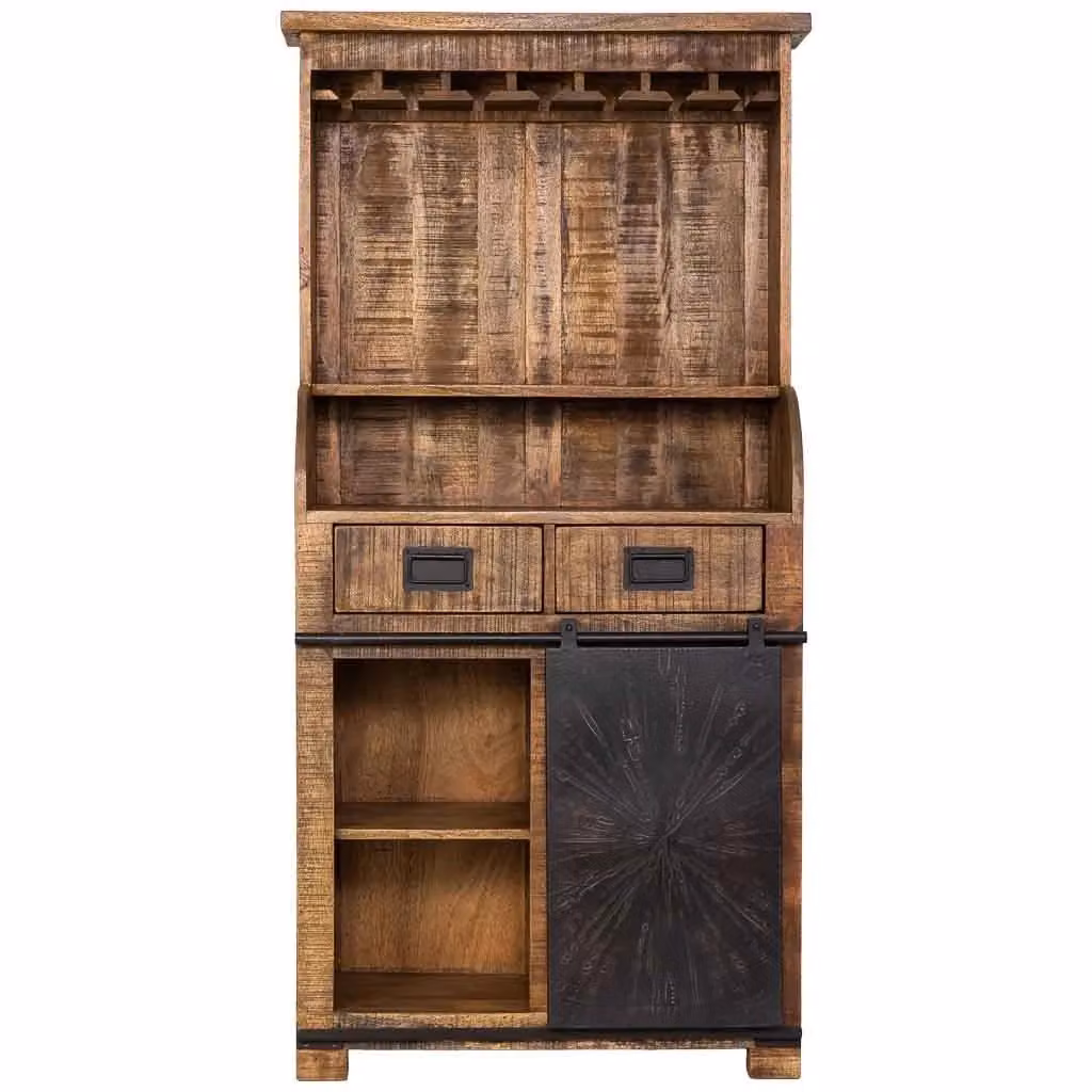 Mobile portabottiglie Wanderlust Deco in legno e metallo marrone e nero stile industrial L: 80 cm, P: 39 cm, H: 170 cm – 2