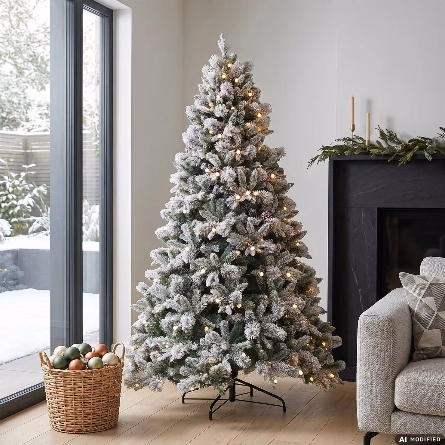 Albero di Natale Artificiale Innevato Dictrolux con 200 LED Bianco Caldo, Altezza: 180 cm, Diametro alla base: 115 cm – 2