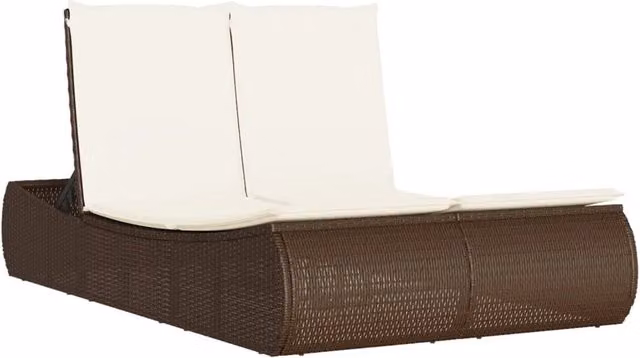Lettino Prendisole | Sdraio da giardino | Lettino da sole con Cuscini Marrone in Polyrattan