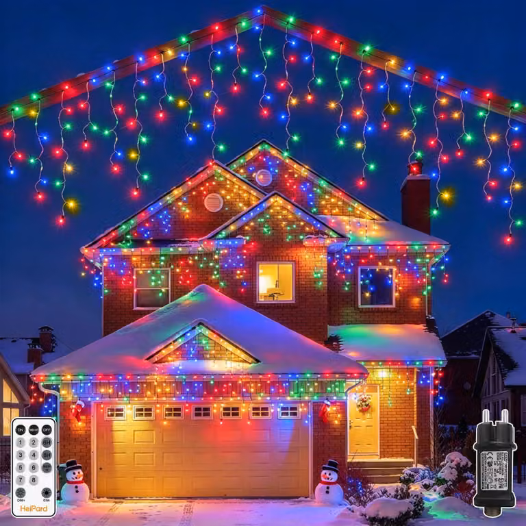 Tenda luminosa esterna multicolore, lunghezza 12,15 metri, 486 LED, grado di protezione IP44