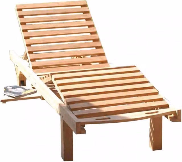 Lettino Prendisole da Giardino Lidia 65x208x35 h cm in Legno Marrone