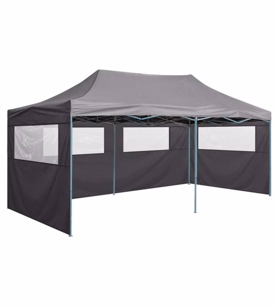 Gazebo Pieghevole con 4 Pareti 3x6m Acciaio Antracite