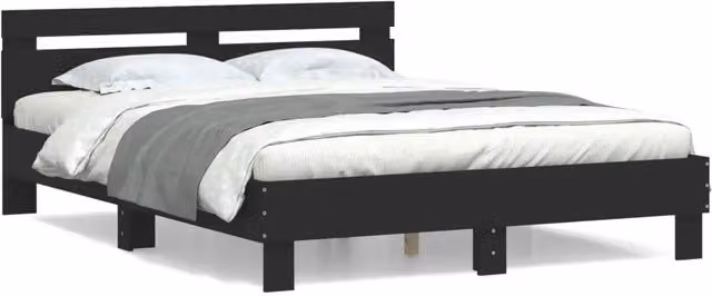 Letto matrimoniale moderno in legno multistrato con testiera nero L/P/H: 150 x 200 cm