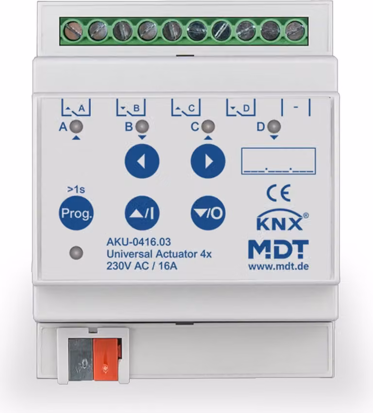MDT KNX Attuatore di commutazione/venetazione 4/2 volte 16 A REG, 1 pz.