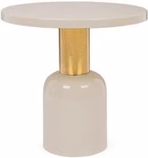 Tavolino rotondo moderno Bizzotto in MDF laminato lucido beige