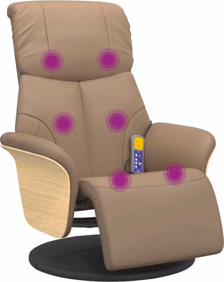 Poltrona Reclinabile Massaggi Poggiapiedi Cappuccino Pelle finta