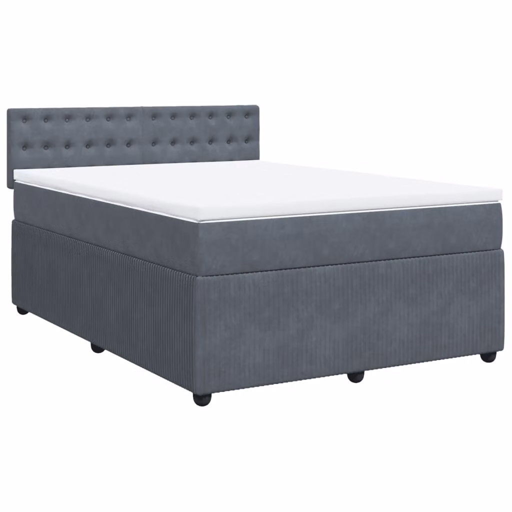 Giroletto a Molle con Materasso Grigio Scuro 140x200 cm Velluto
