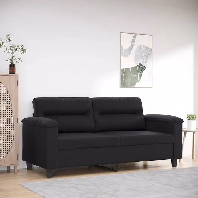 Divano a 2 Posti-Sofa 2 Posti Nero 140 cm in Similpelle 198333