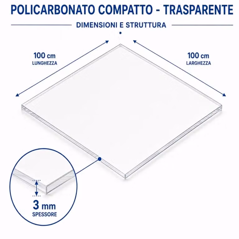 EZOOZA Pannello in Policarbonato Compatto Trasparente, Spessore: 3 mm, L/P: 100 x 100 cm, Confezione da 4 Pezzi