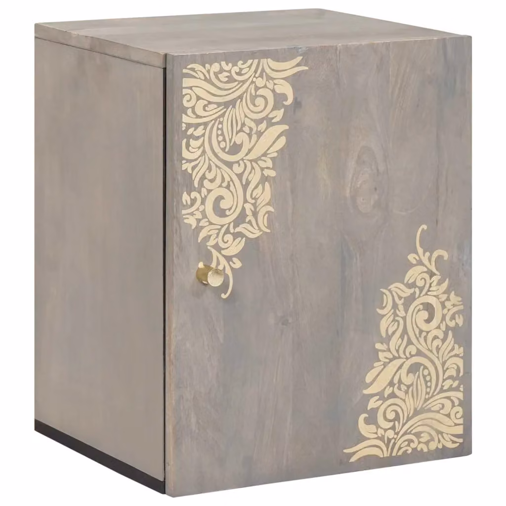 Armadietto a muro vidaXL in legno con ante a battente, Grigio e Oro, L 38 cm x P 33 cm x H 48 cm