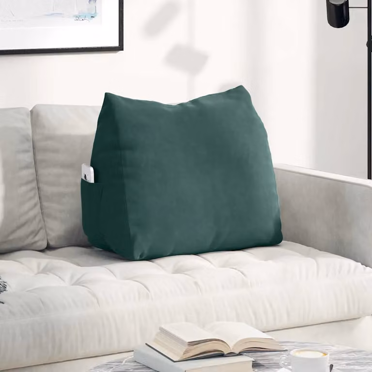 vidaXL Cuscino a Cuneo per Schiena in Velluto a Costine Verde, con Rivestimento Rimovibile, L 60 x P 20 x H 50 cm